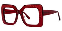 Hakeem - Square Red Eyeglasses | Vooglam Front View
