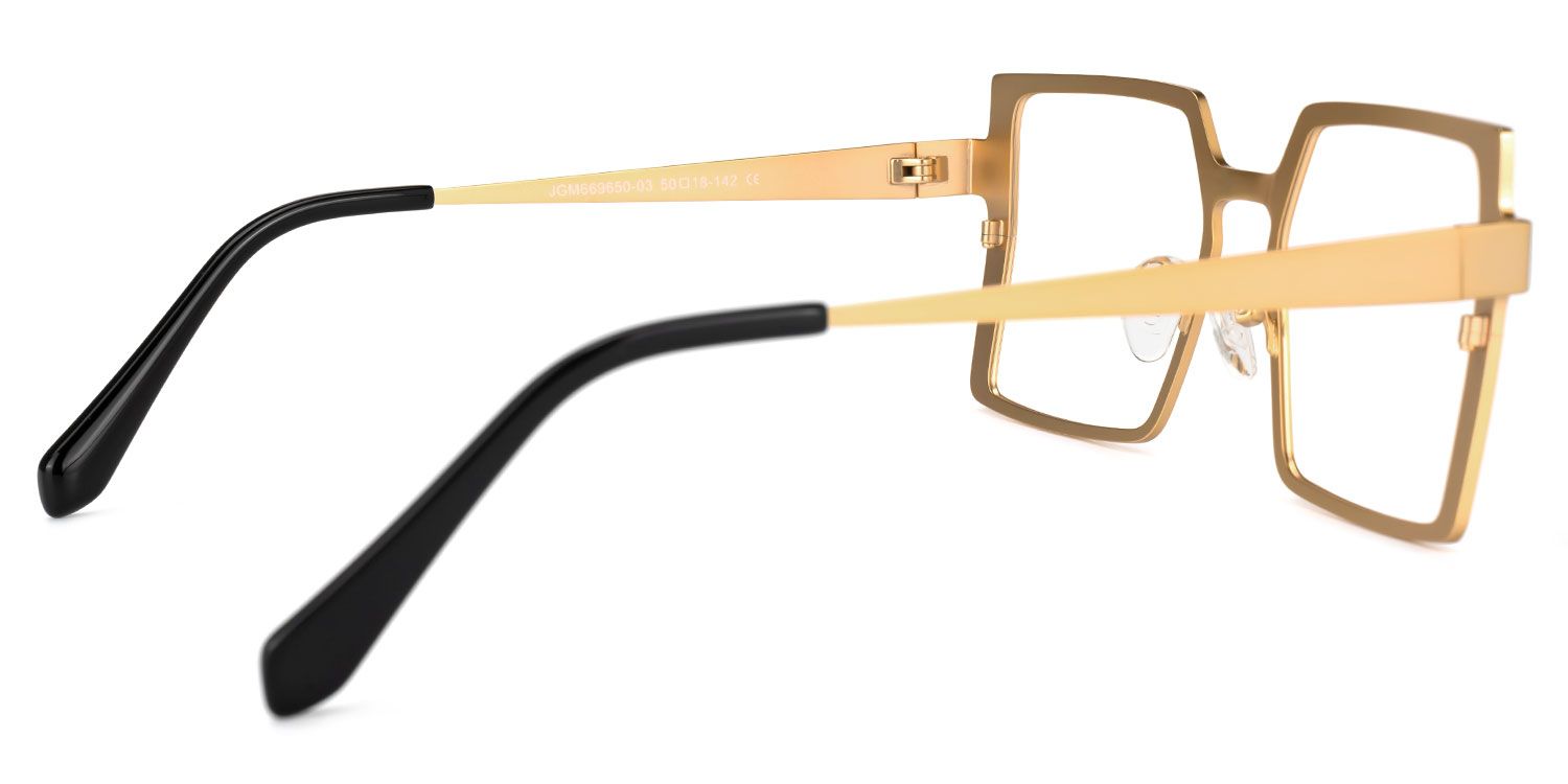 Elowen - Rectangle Gold Eyeglasses | Vooglam Side View