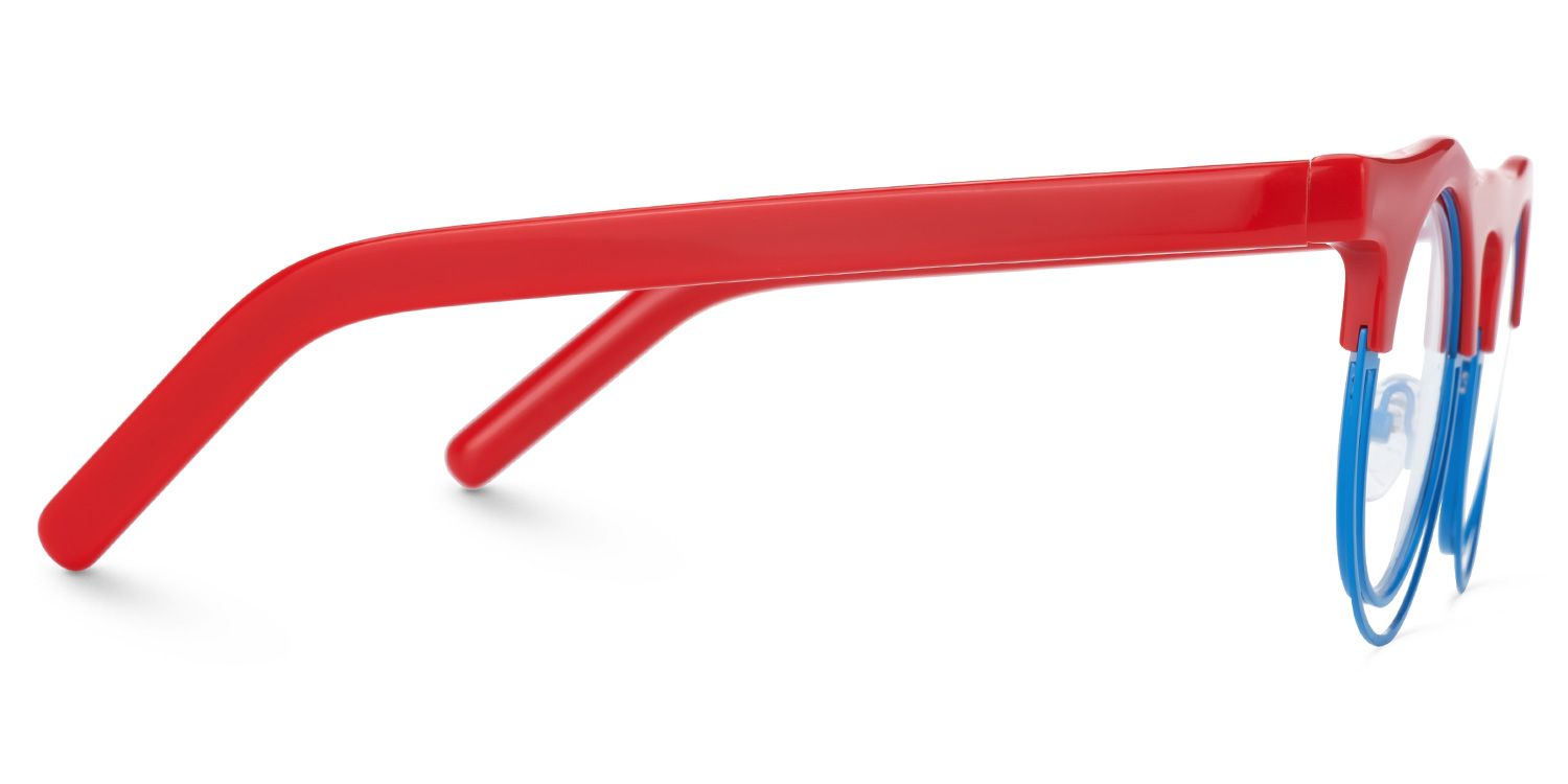 Farthing - Round Red Eyeglasses by Vooglam - Product View 4