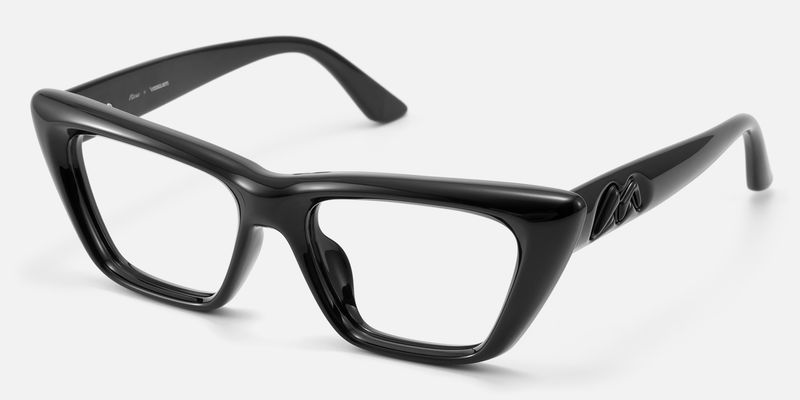 Meguro - Inflated Black Cat Eye Rx Glasses | Vooglam