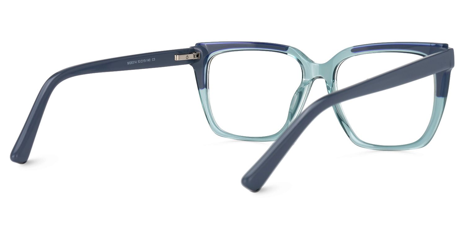 Elske - Rectangle Blue Eyeglasses | Vooglam Side View