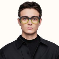 Strobe - Rectangle Two-tone Eyeglasses | Vooglam On Model 1
