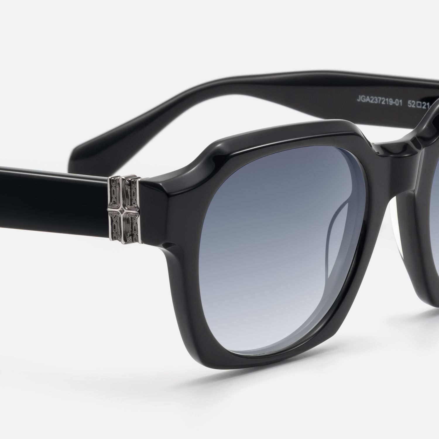 Vernon - Glossy Black Gradient Gray Sunglasses | Vooglam Design Details