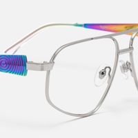 Solara - Aviator Silver Eyeglasses | Vooglam Design Details