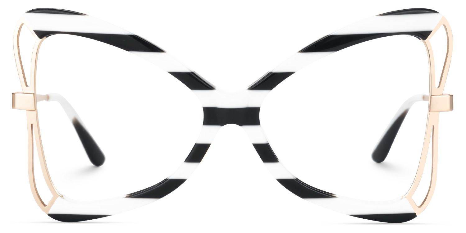 Emiliana - Butterfly Black/White Eyeglasses | Vooglam Angle View