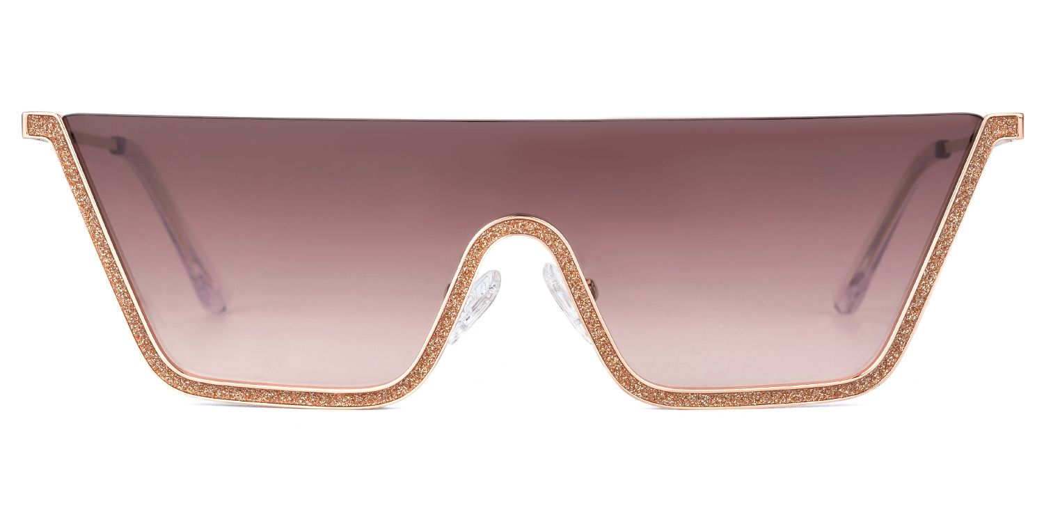 Lael - Cat Eye Champagne Sunglasses by Vooglam - Angle View