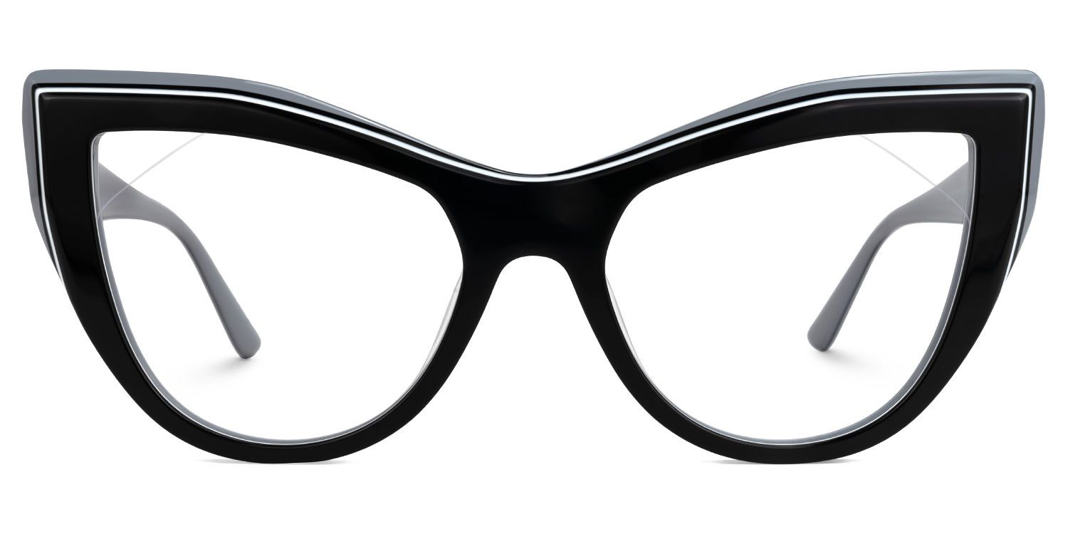 Ekewaka - Cat Eye Black/Grey Eyeglasses | Vooglam Angle View