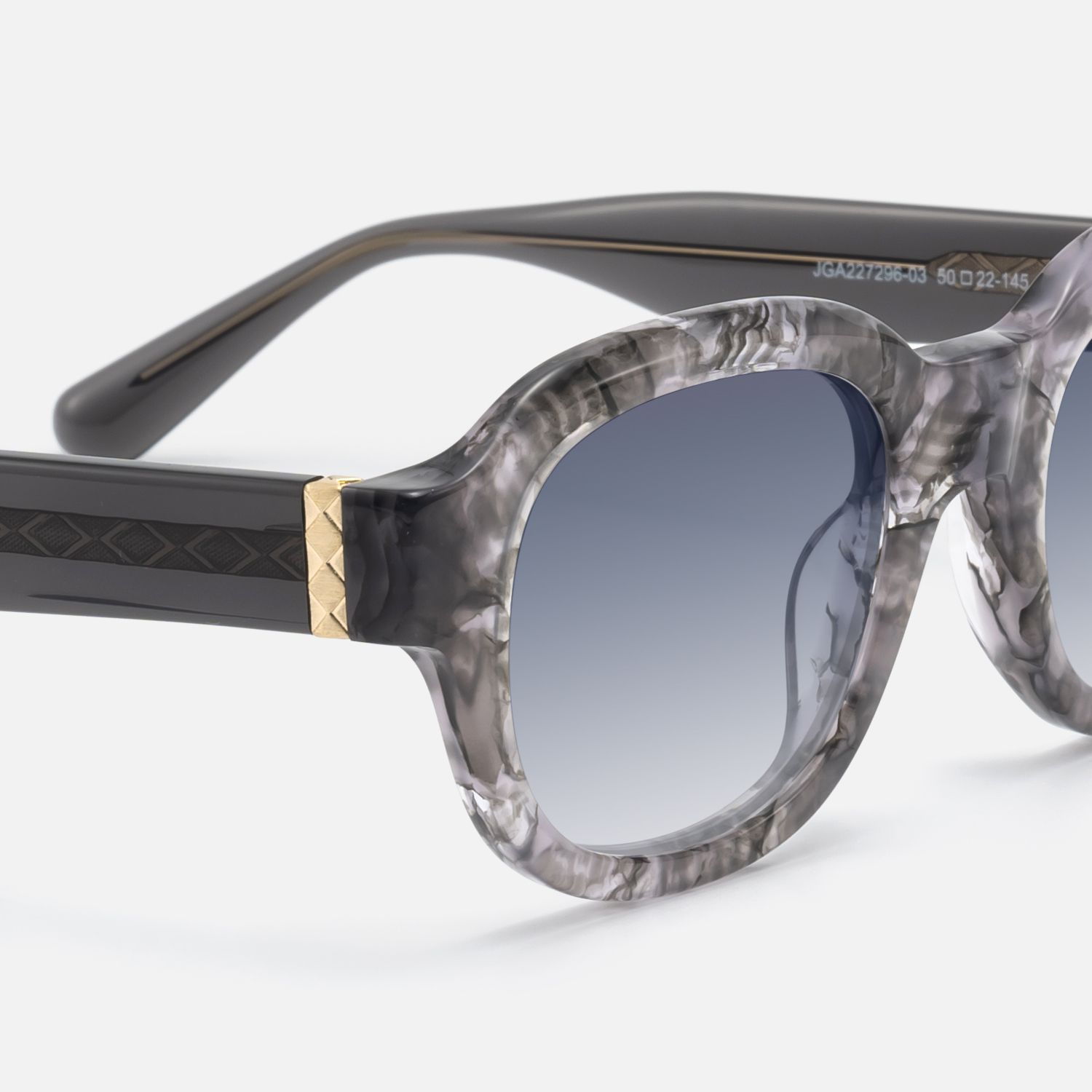 Eerie - Retro Gray Tinted Marbled Round Shades | Vooglam Design Details