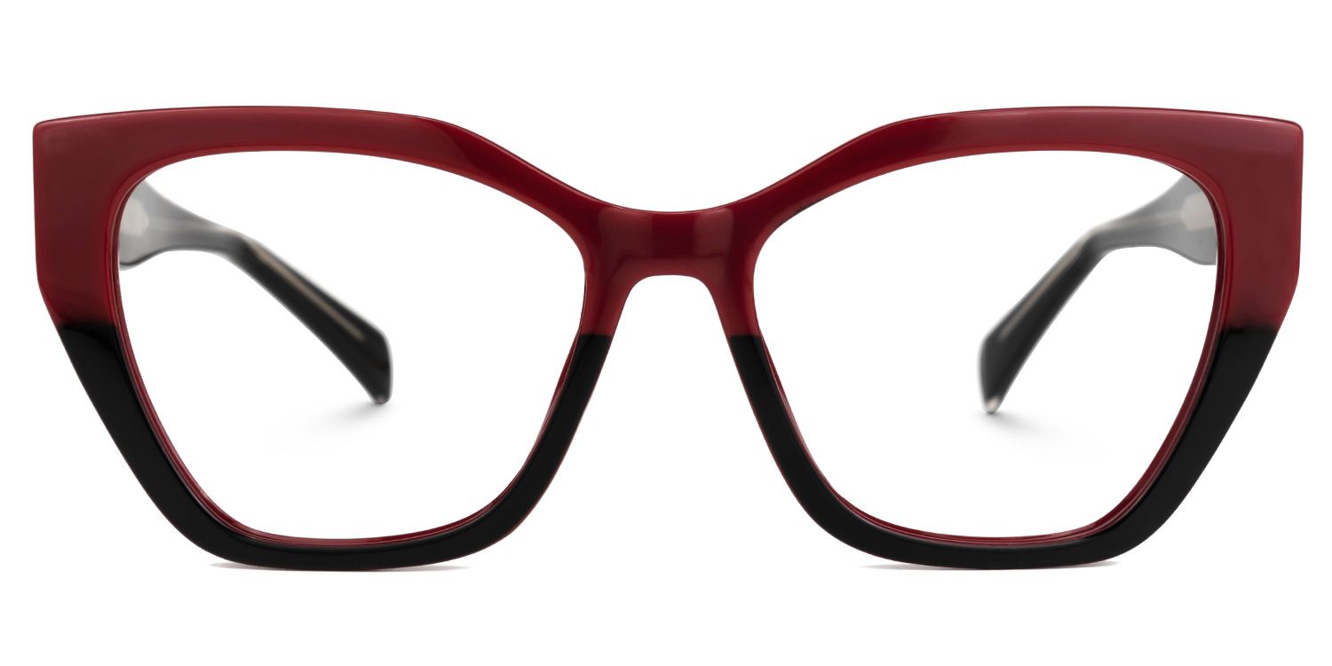 Desdra - Cat Eye Red/Black Two-tone Eyeglasses | Vooglam Angle View