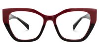 Desdra - Cat Eye Red/Black Two-tone Eyeglasses | Vooglam Angle View