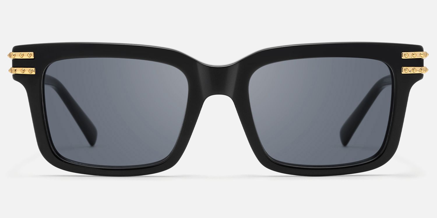 Anansi - Oversized Black and Gold Sunglasses | Vooglam Angle View