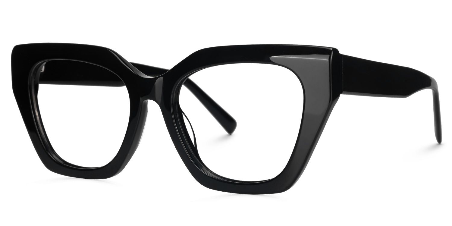 Elisheba - Cat Eye Black Eyeglasses by Vooglam - Front View