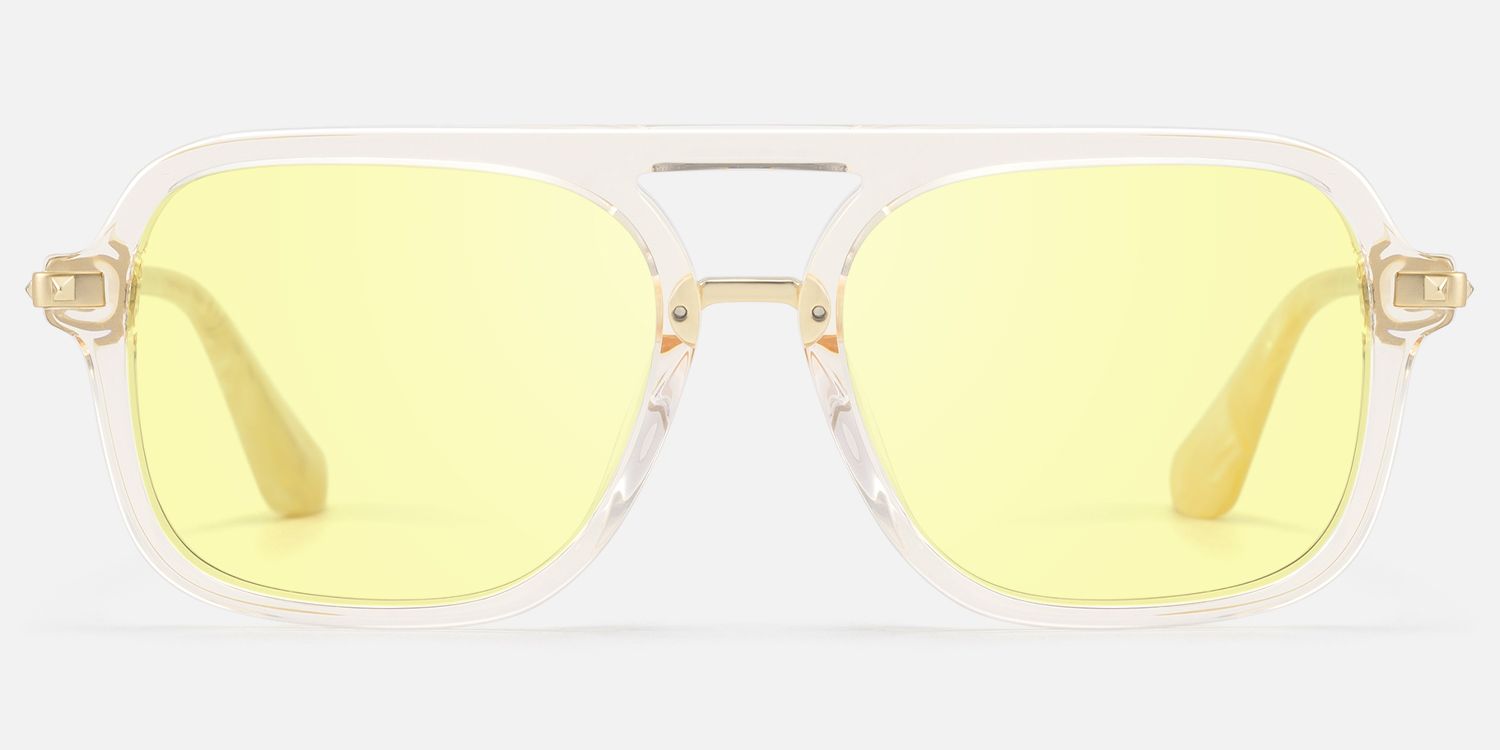 Marfa - Clear Yellow Aviator Sunglasses | Vooglam Angle View