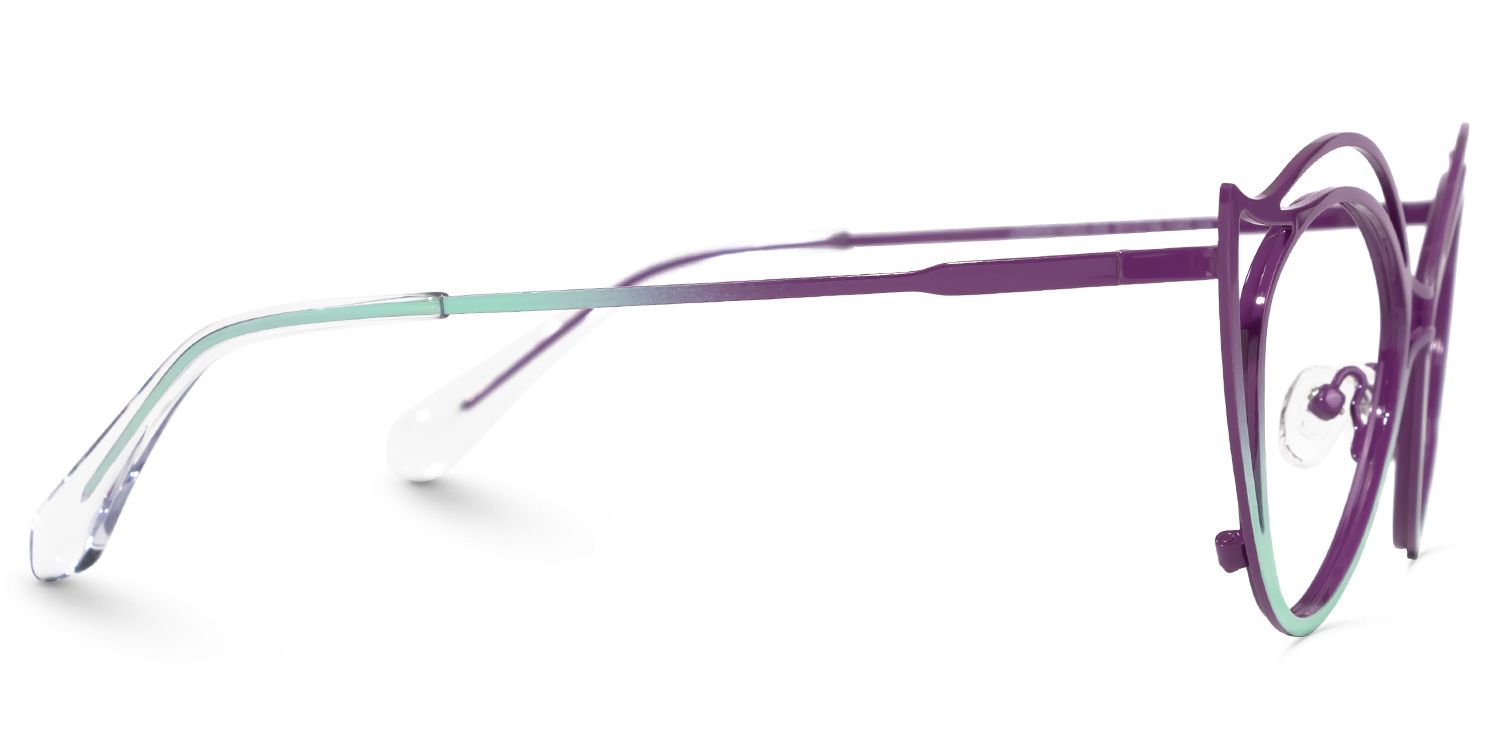 Hilleary - Geometric Purple/Green Eyeglasses by Vooglam - Product View 4