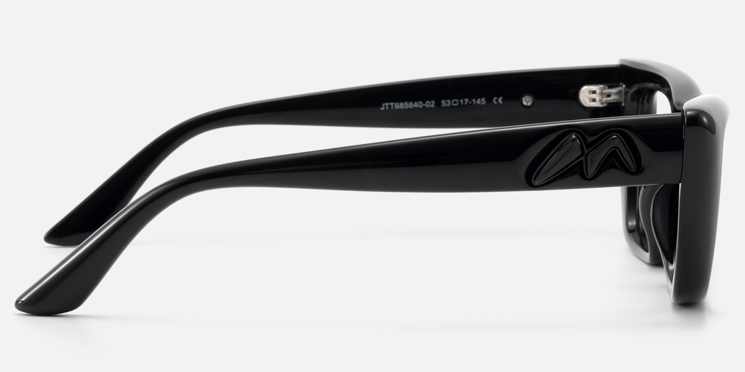 Meguro - Inflated Black Cat Eye Rx Glasses | Vooglam Side View