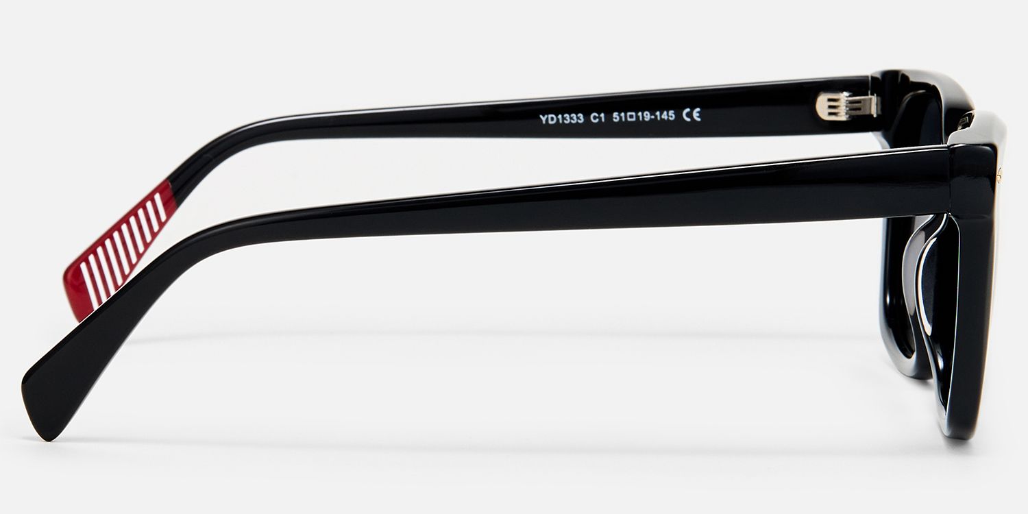Valor - Square Black Sunglasses | Vooglam Side View