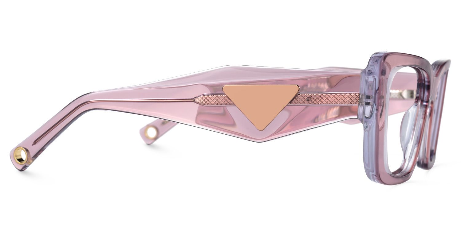 Emerens - Rectangle Pink Eyeglasses by Vooglam - Product View 4
