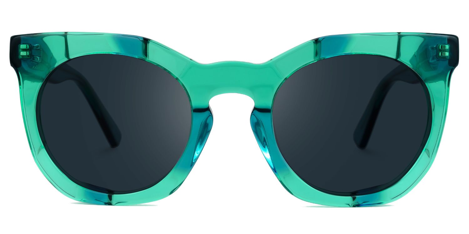 Deiondre - Round Green Sunglasses | Vooglam Angle View