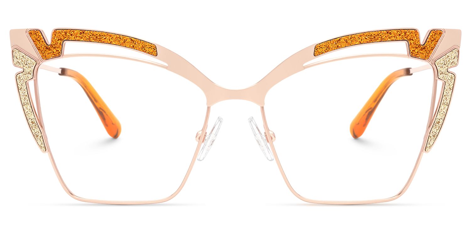 Haizlee - Cat Eye Orange Eyeglasses | Vooglam Angle View