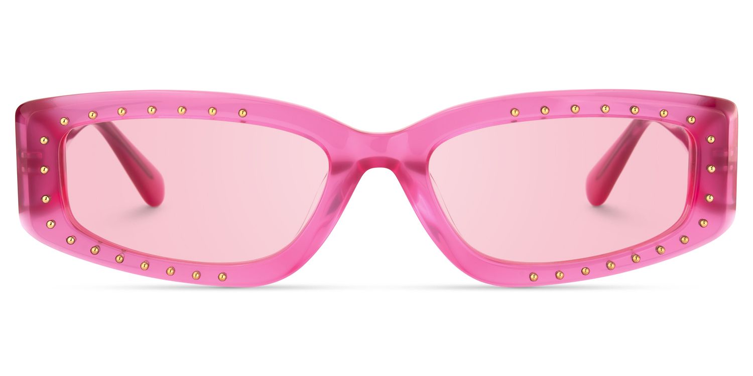 Quentin - Rectangle Pink Sunglasses | Vooglam Angle View