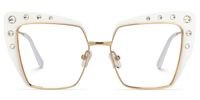 Afrim - Square White Eyeglasses | Vooglam Angle View