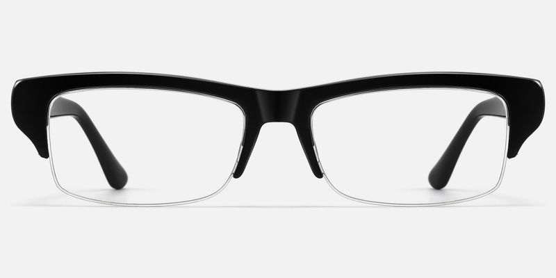 Kairo - Black Semi Rimless Acetate Glasses | Vooglam