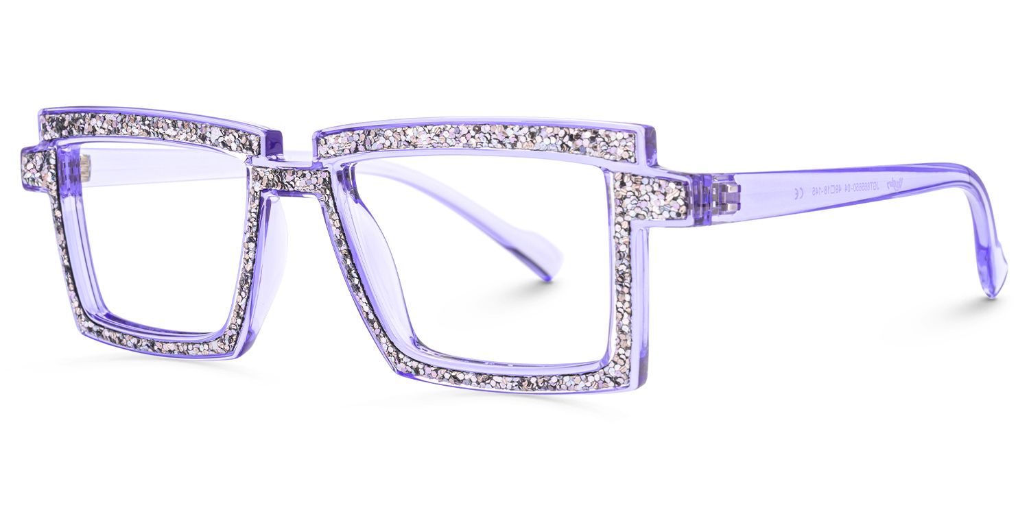 Pandeia - Rectangle Purple Eyeglasses | Vooglam Front View