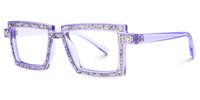 Pandeia - Rectangle Purple Eyeglasses | Vooglam Front View