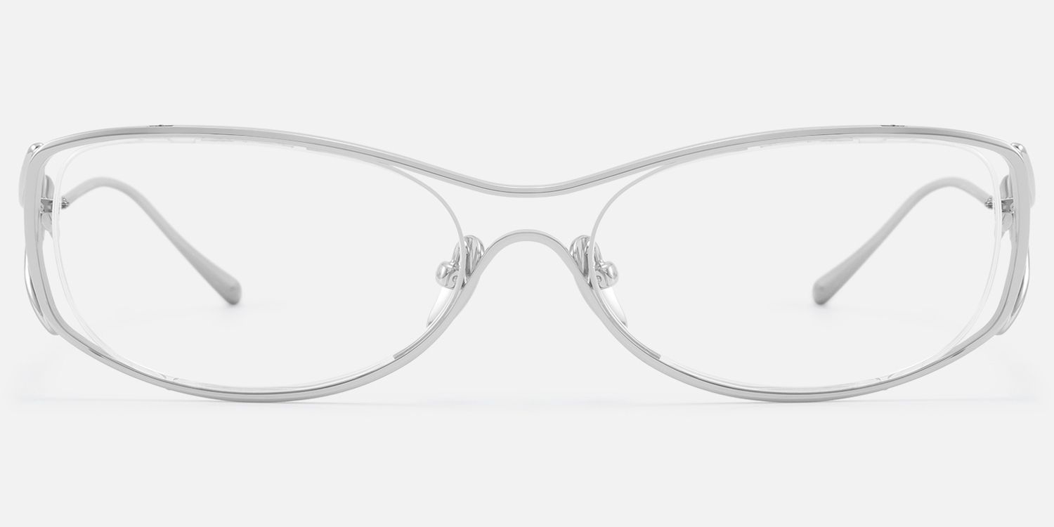 Okinawa - Silver Glasses with Double Wire Temple | Vooglam Angle View