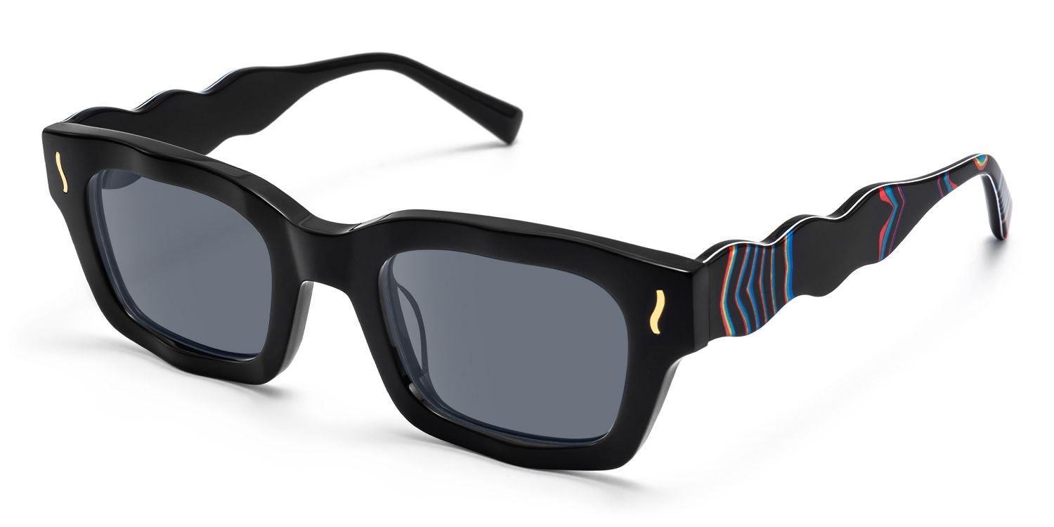 Wave - Cat Eye Black Sunglasses | Vooglam Front View