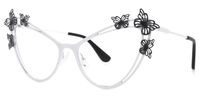 Elkan - Cat Eye White Eyeglasses | Vooglam Front View