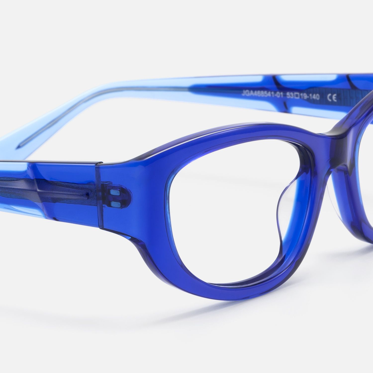 Bubble - Jelly Blue Oval Rectangle Y2K Glasses by Vooglam - Design Details
