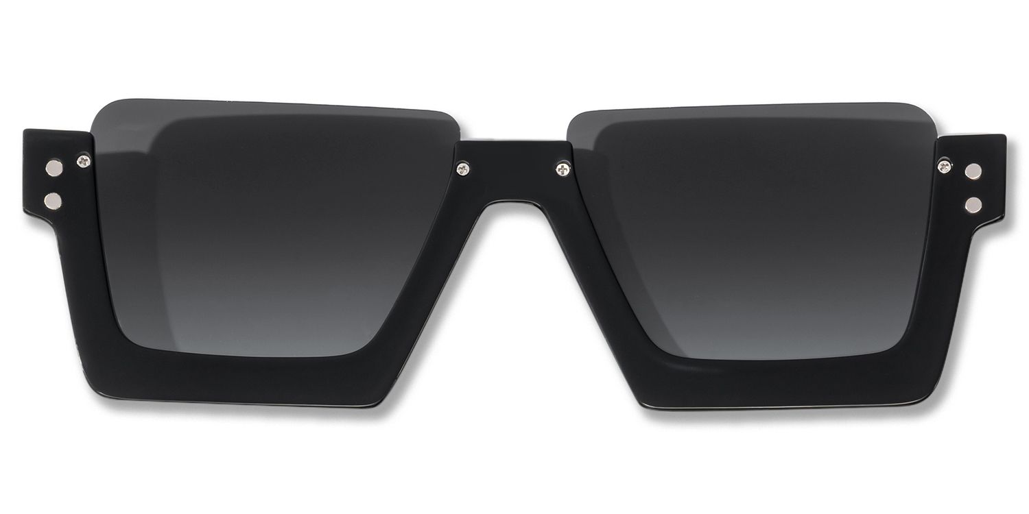 Dardhan - Rectangle Black/Gold Sunglasses | Vooglam Angle View