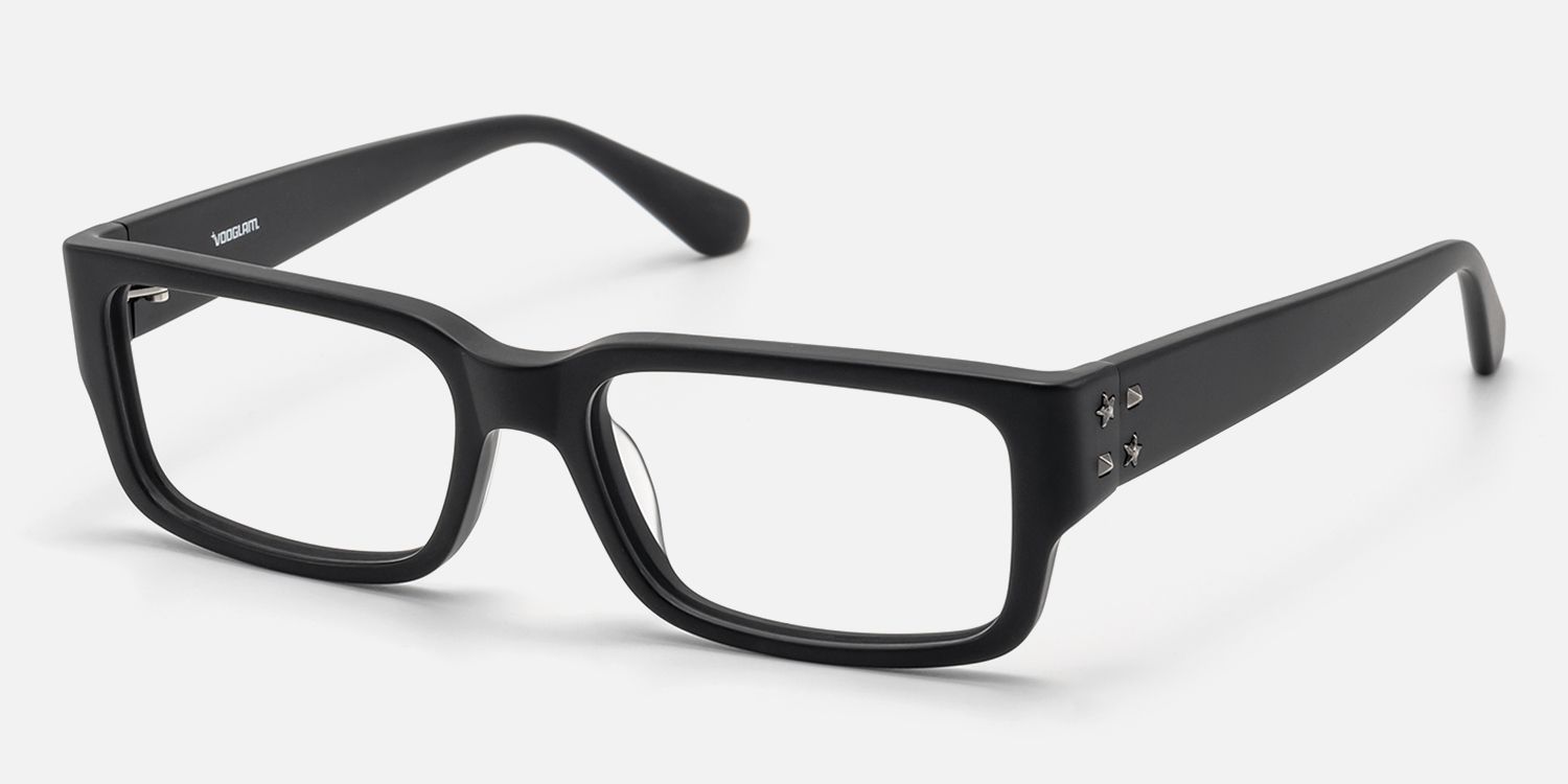 Drexen - Matte Black Acetate Rectangle Frames | Vooglam Front View