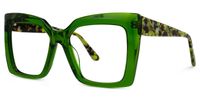 Eire - Square Green Eyeglasses | Vooglam Front View