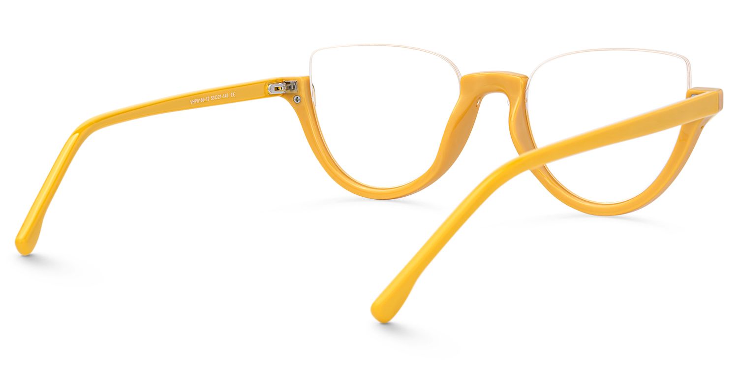 Sylvia - Cat Eye Yellow Eyeglasses | Vooglam Side View
