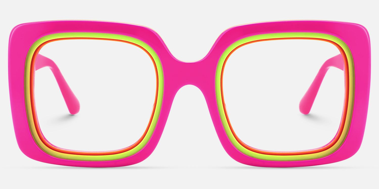 Esadowa - Square Pink Eyeglasses | Vooglam Angle View
