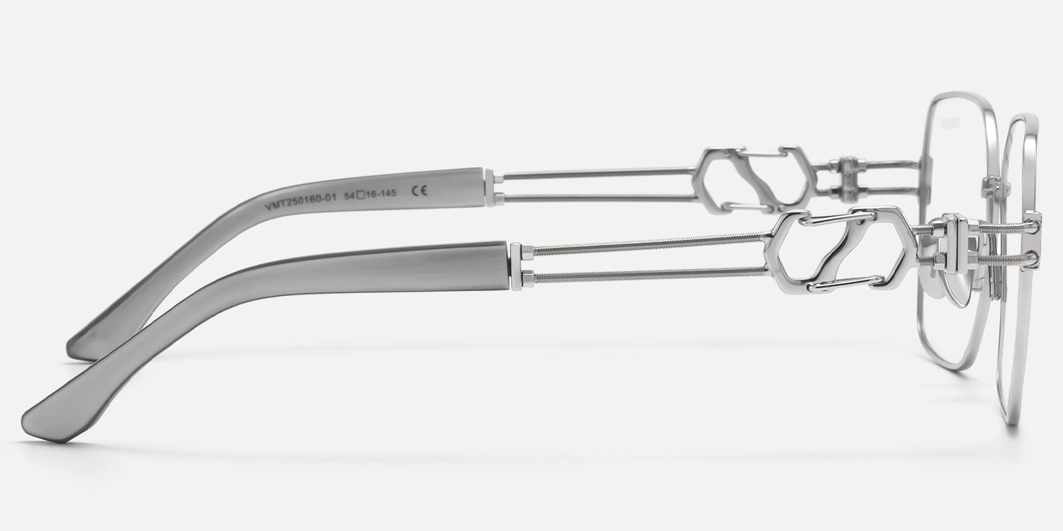 The Architect - Silver Carabiner Glasses | Vooglam Side View