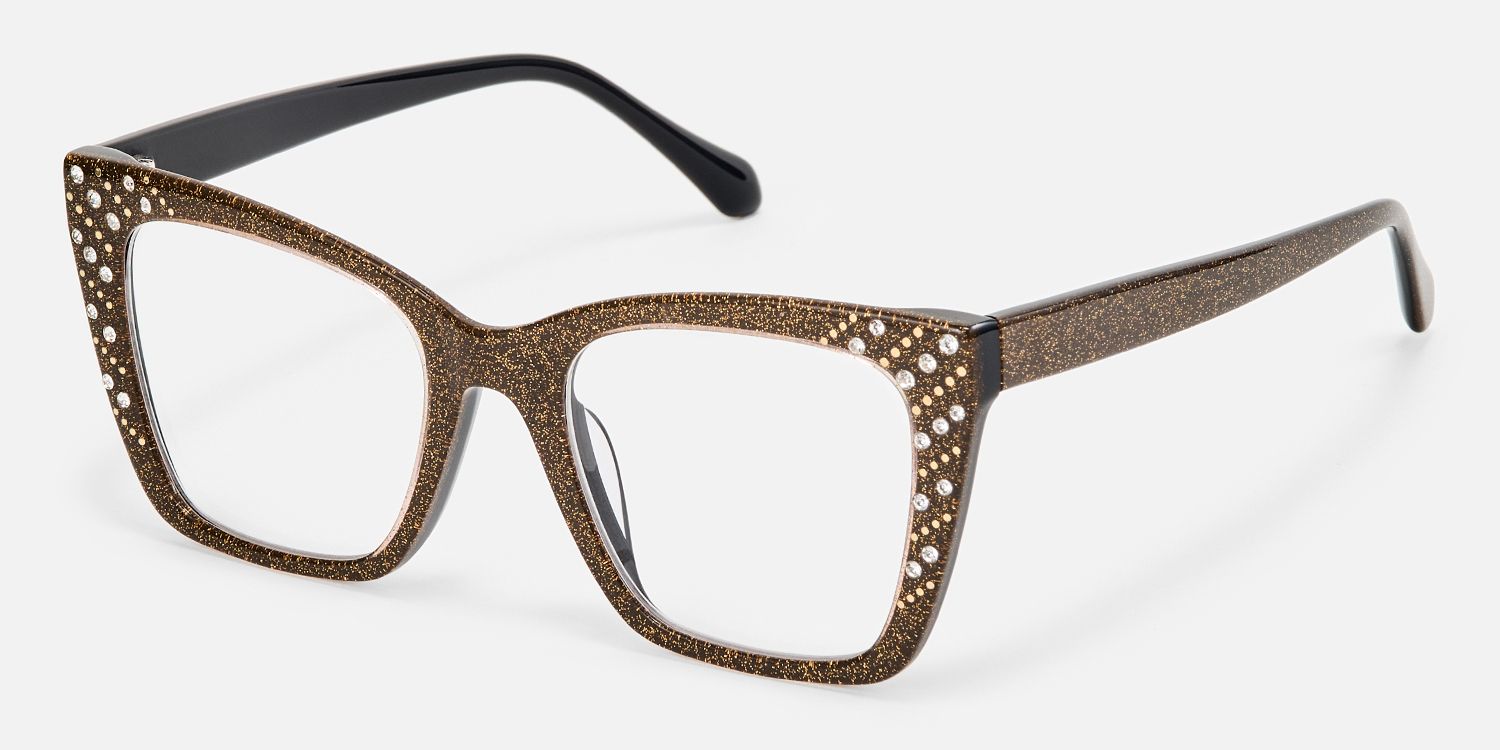 Glitz - Cat Eye Brown Eyeglasses | Vooglam Front View