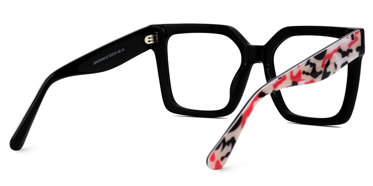 Fathia - Square Black Eyeglasses | Vooglam Side View