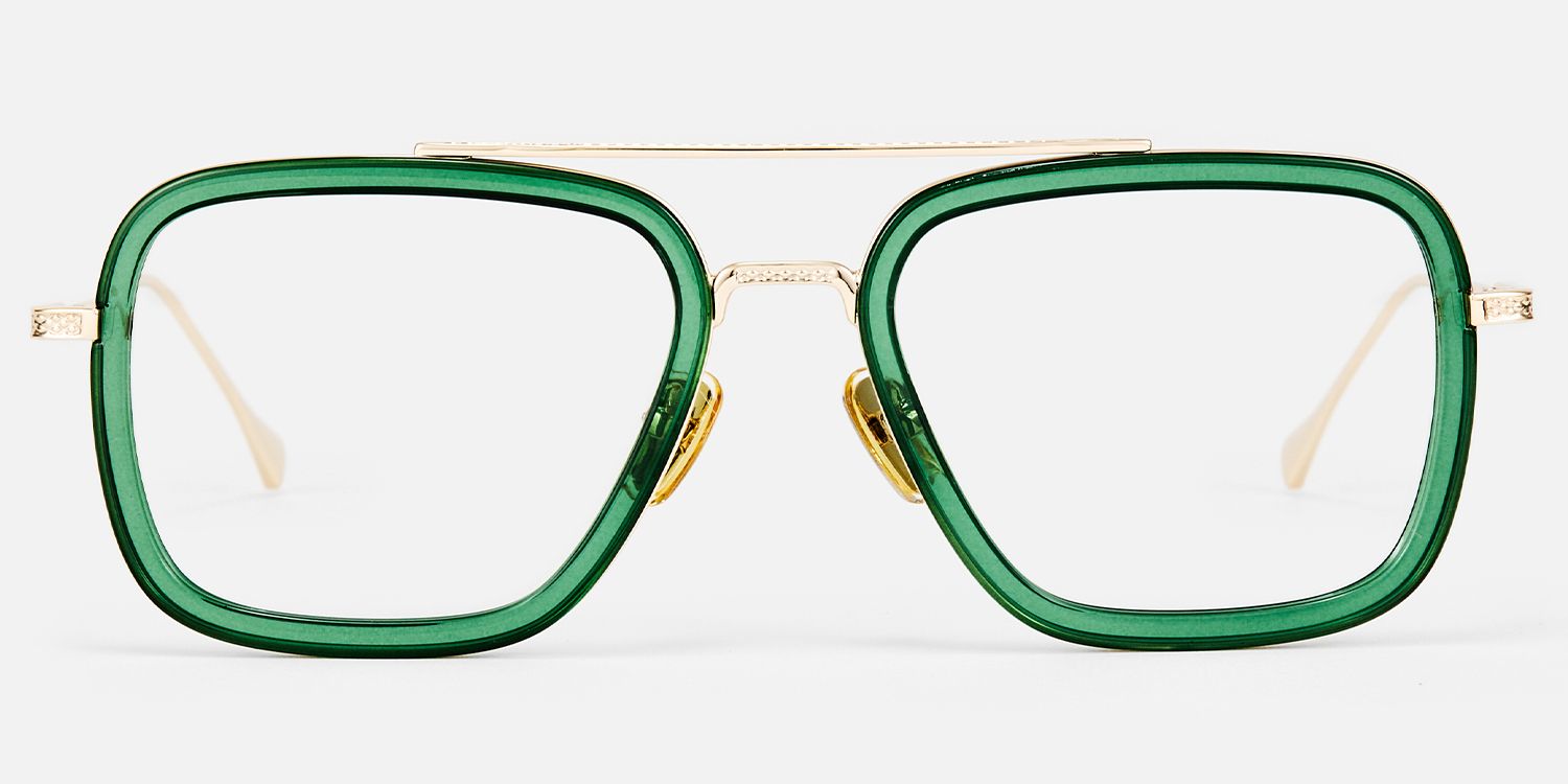 Alvira - Aviator Green Eyeglasses | Vooglam Angle View