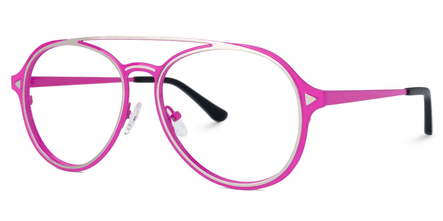 Ellasyn - Aviator Pink Eyeglasses | Vooglam Front View