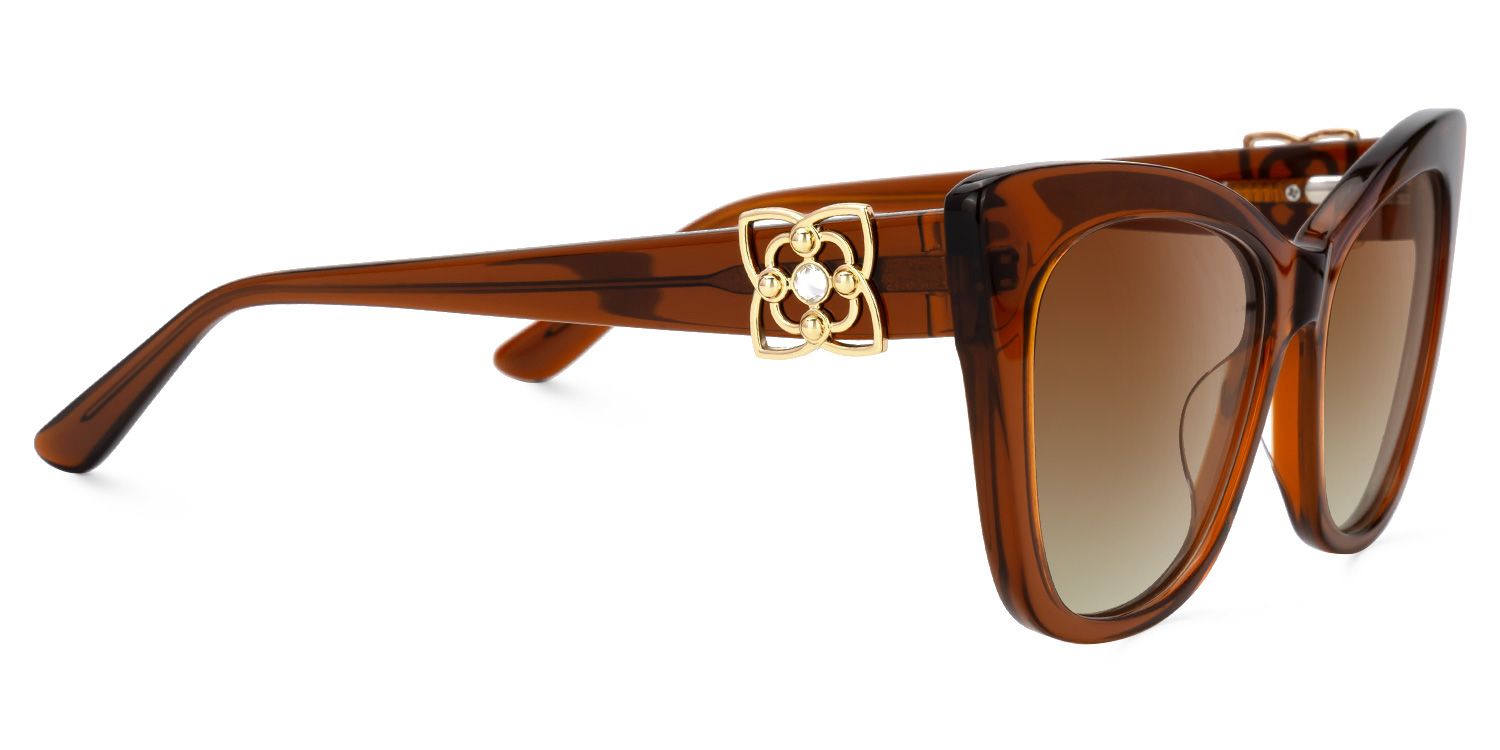 Ieuan - Cat Eye Brown Prescription Sunglasses by Vooglam - Product View 4