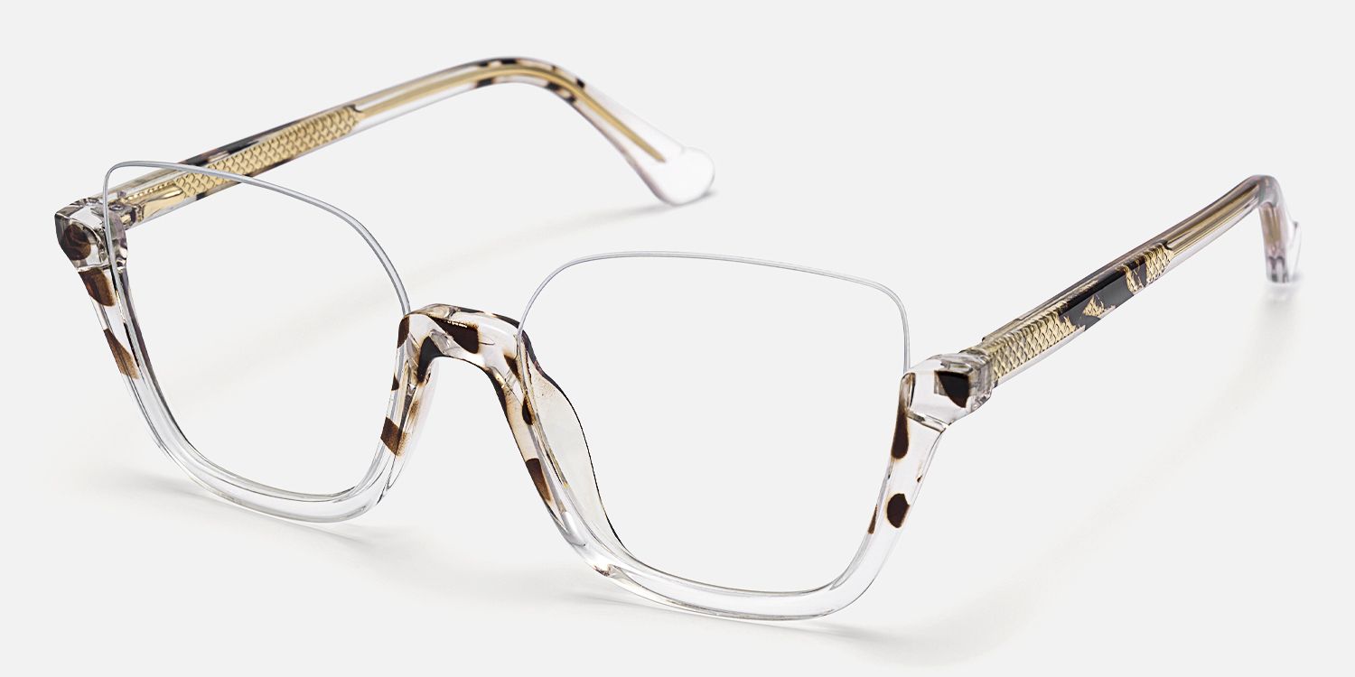 Calanthe - Square Animal/Crystal Eyeglasses | Vooglam Front View