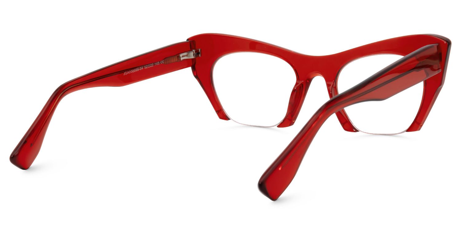 Kelly - Cat Eye Red Half Frame Eyeglasses | Vooglam Side View