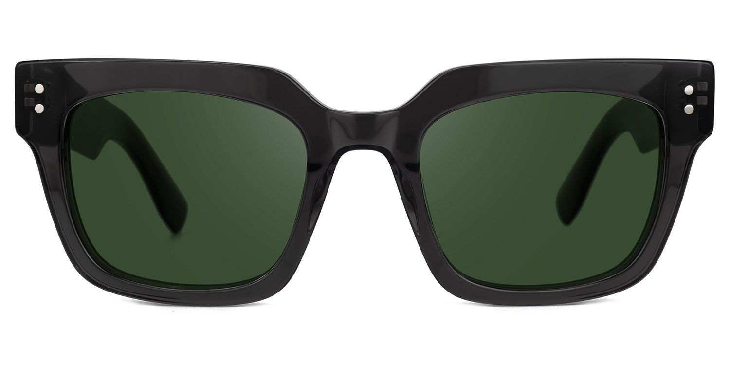 Dawid - Rectangle Grey Sunglasses | Vooglam Angle View