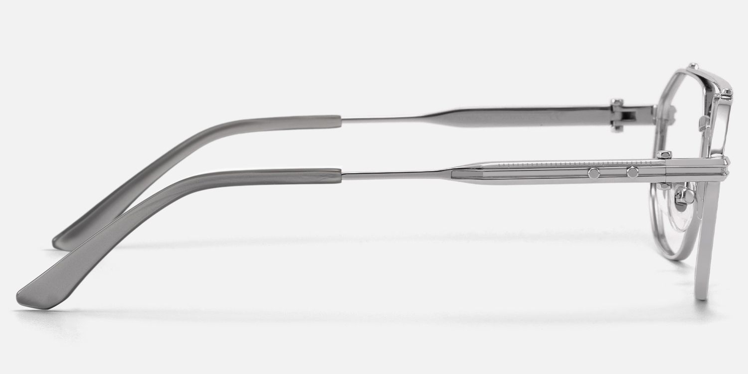 Ando - Light Gunmetal Daily Aviator Glasses | Vooglam Side View