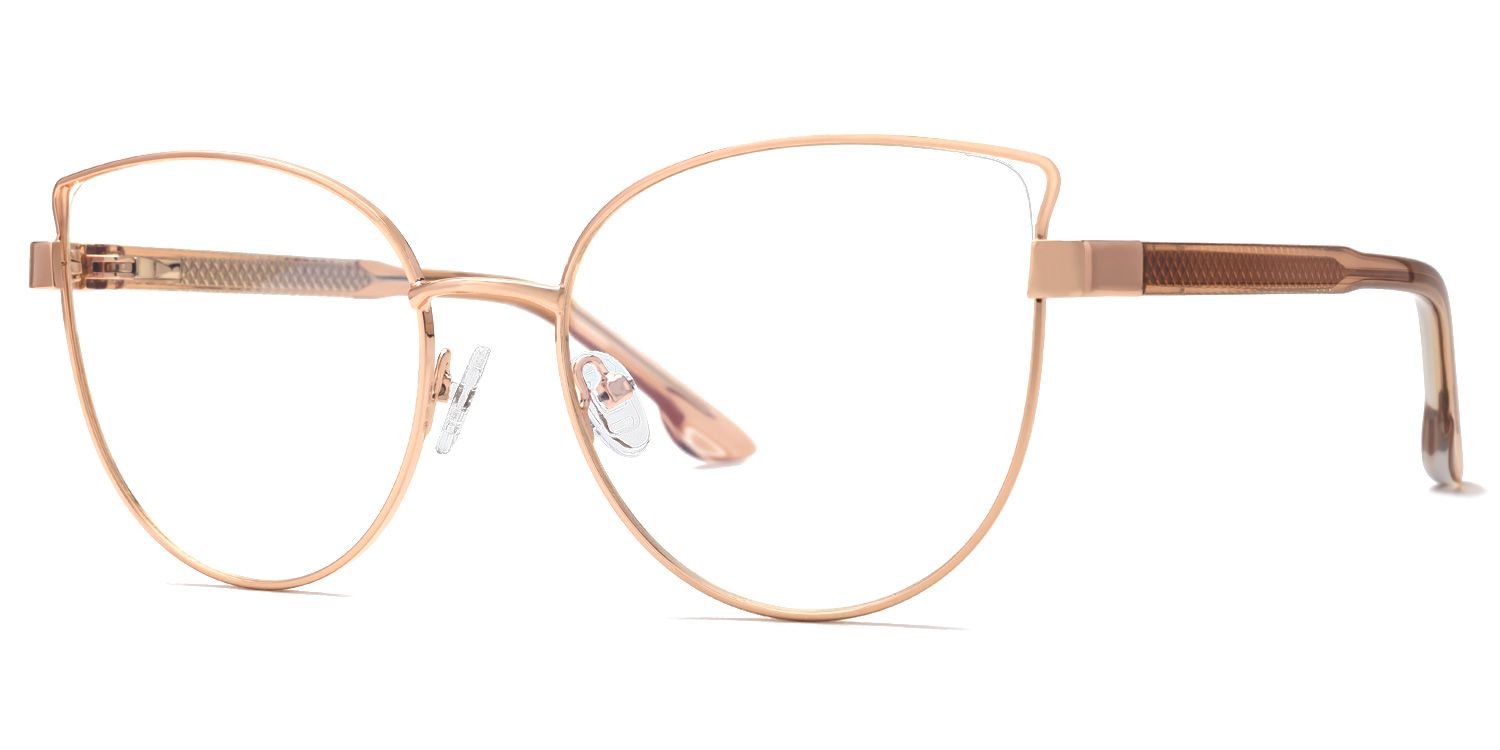 Naime - Cat Eye Gold Eyeglasses | Vooglam Front View