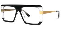 Damiano - Aviator Black/Crystal Two-tone Eyeglasses | Vooglam Front View
