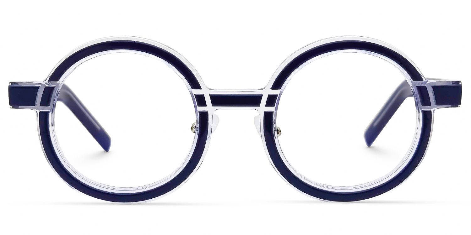 Rooney - Round Blue/Crystal Eyeglasses | Vooglam Angle View